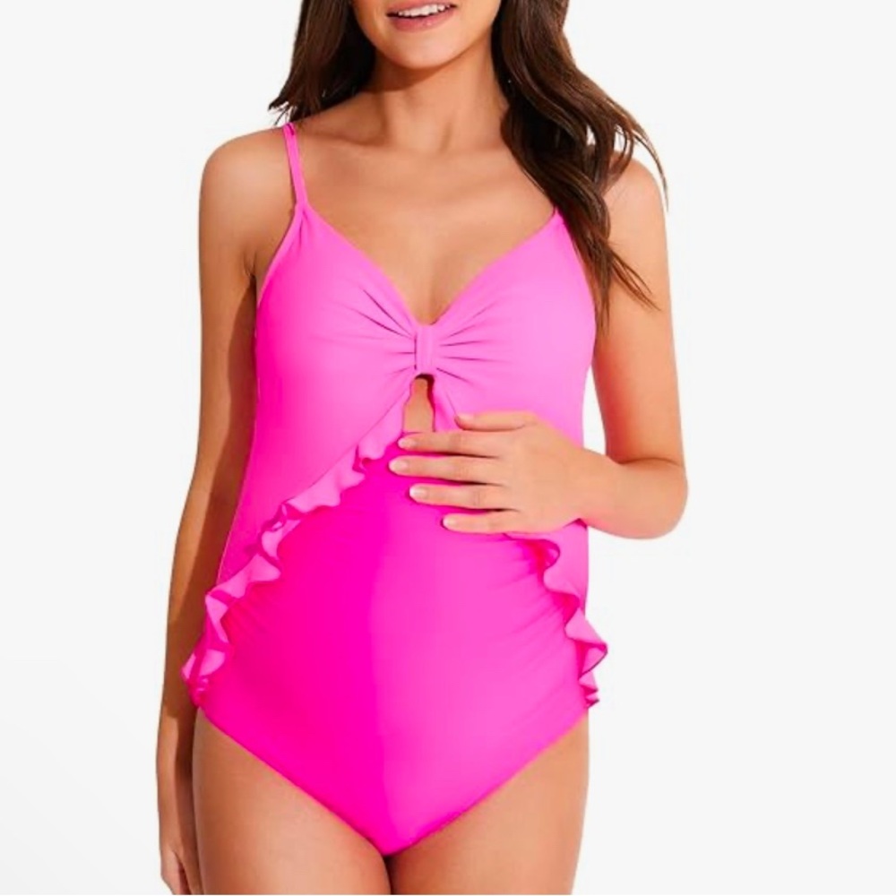 Pink Ruffled One-Piece Swimsuit - Picture 2 of 4